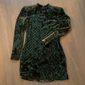 Balmain x H&M Velvet/silk Green Mini Dress -Size 10